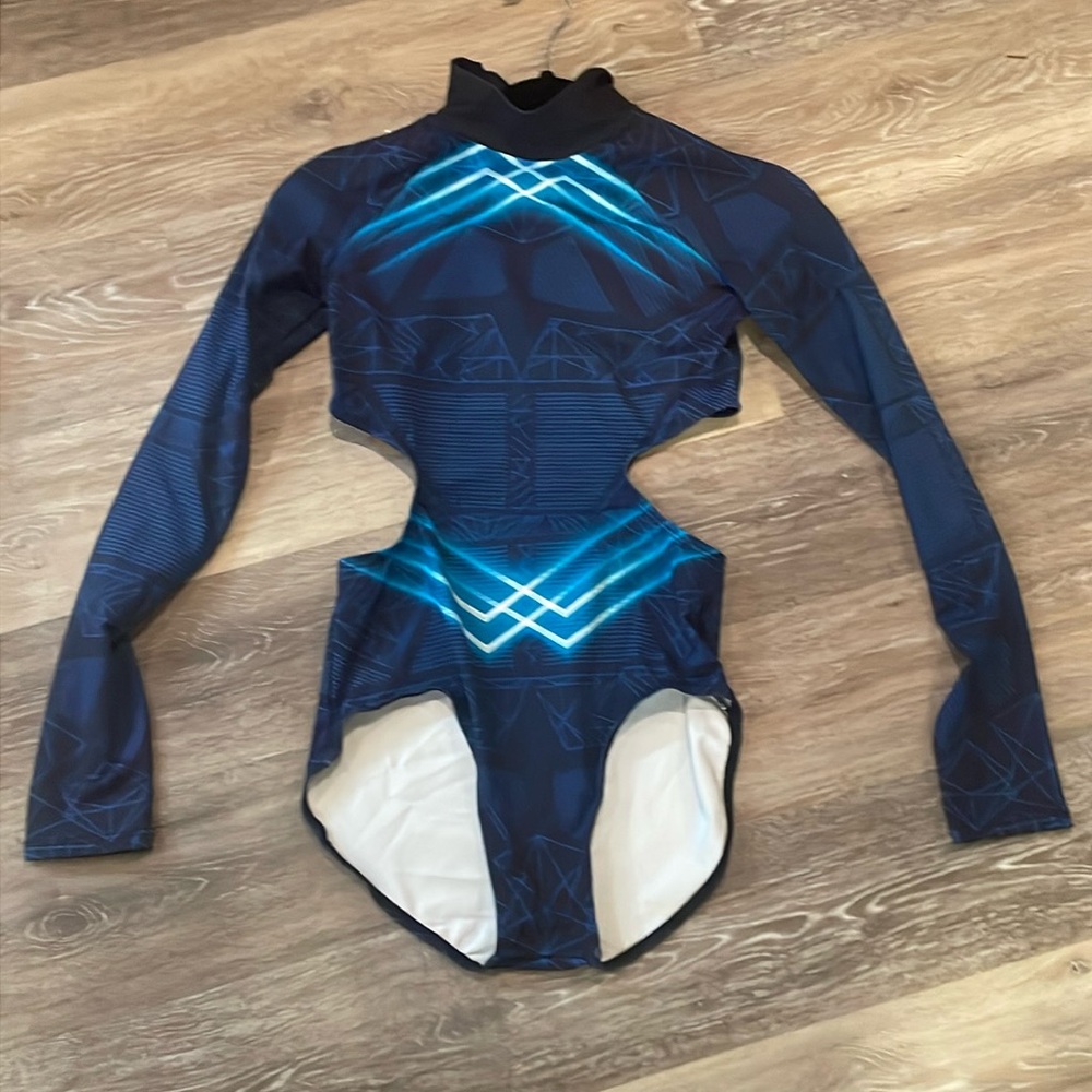 Balera one piece long sleeve dance leotard with cutout back and sides